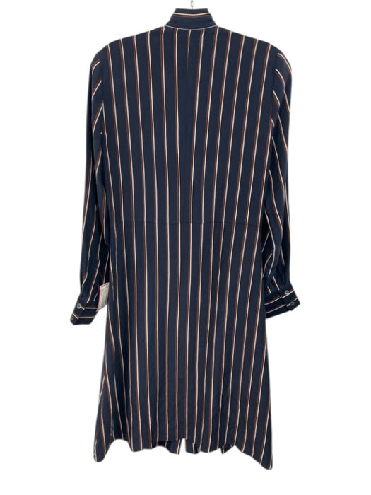 Frame Size S Navy, Red, White Silk Striped Long Sleeve Maxi Button up Dress Navy, Red, White / S