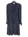 Frame Size S Navy, Red, White Silk Striped Long Sleeve Maxi Button up Dress Navy, Red, White / S
