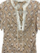 Sandro Size Est S Beige White Polyester Short Sleeve Split Neck Dress Beige White / Est S