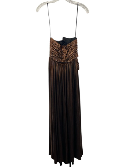 Retrofete Size M Copper Brown Polyester Sleeveless Side Split Shimmer Dress Copper Brown / M