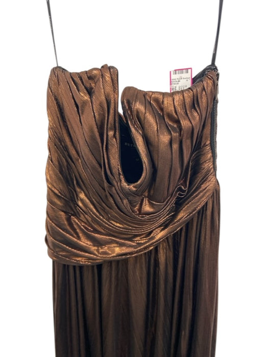 Retrofete Size M Copper Brown Polyester Sleeveless Side Split Shimmer Dress Copper Brown / M