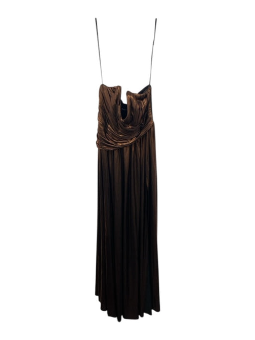 Retrofete Size M Copper Brown Polyester Sleeveless Side Split Shimmer Dress Copper Brown / M