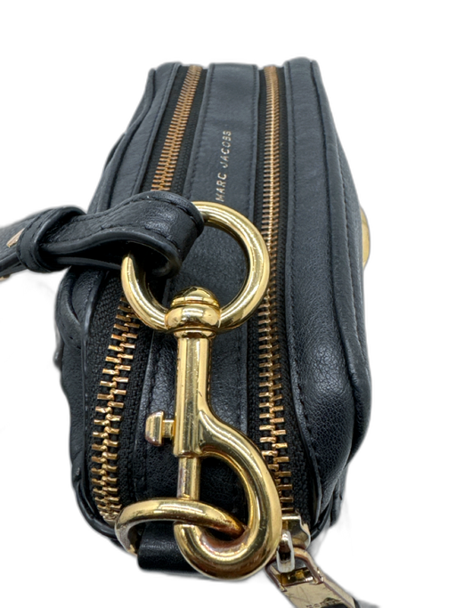 Marc Jacobs Black Leather Gold Tone Hardware Logo Crossbody Camera Bag Black / S