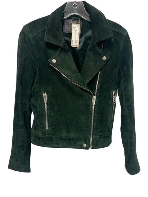 BlankNYC Size XS Dark Green Leather Suede Gunmetal Hardware Collar Moto Jacket Dark Green / XS