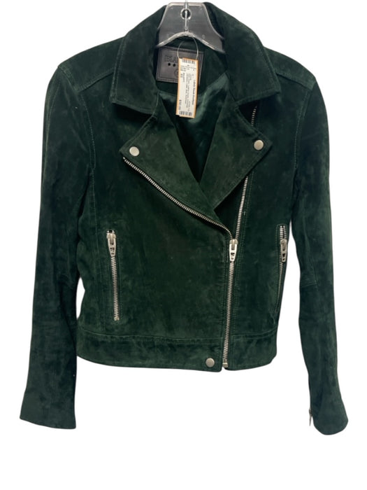 BlankNYC Size XS Dark Green Leather Suede Gunmetal Hardware Collar Moto Jacket Dark Green / XS