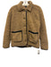 J Crew Size XS Light Brown & Black Polyester Sherpa Fleece Collar Buttons Jacket Light Brown & Black / XS