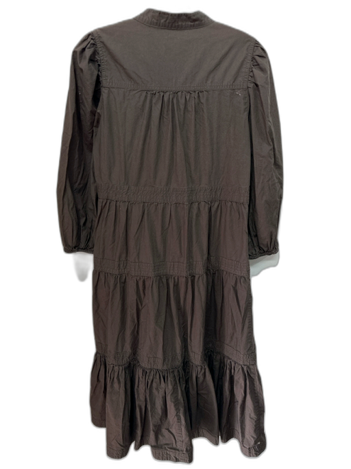 Marie Oliver Size XS Brown Cotton Button Down V Neck Tiered Dress Brown / XS