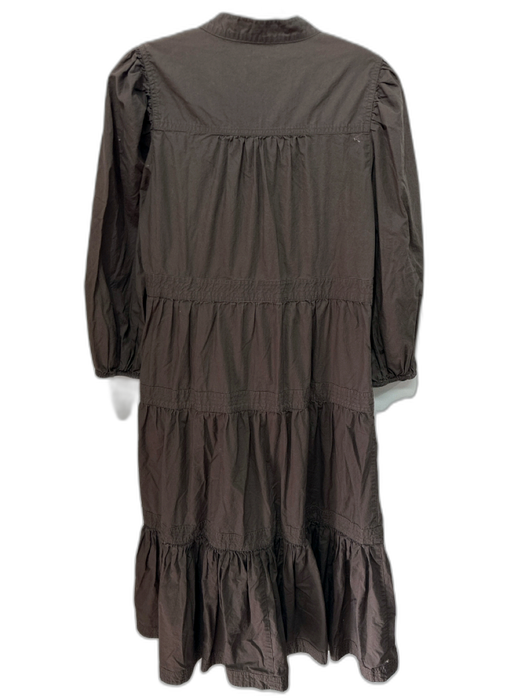 Marie Oliver Size XS Brown Cotton Button Down V Neck Tiered Dress Brown / XS