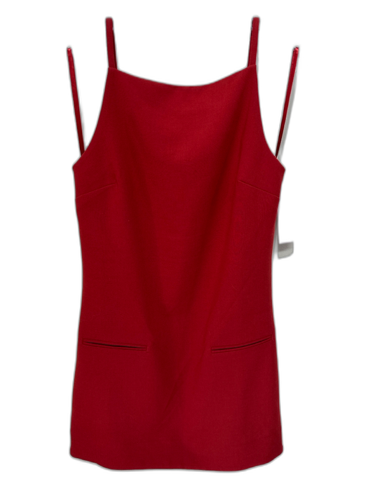 Staud Size S Red Polyester Blend Spaghetti Strap Square Neck Shift Mini Dress Red / S