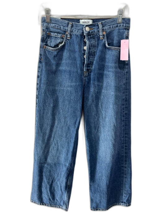 Agolde Size 25 Medium Wash Cotton Button Fly High Rise Straight Leg Jeans Medium Wash / 25