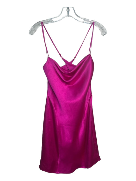 Aidan Size 2 Fuchsia Satin Spaghetti Strap Drape Front Slip Inc Mini Dress Fuchsia / 2