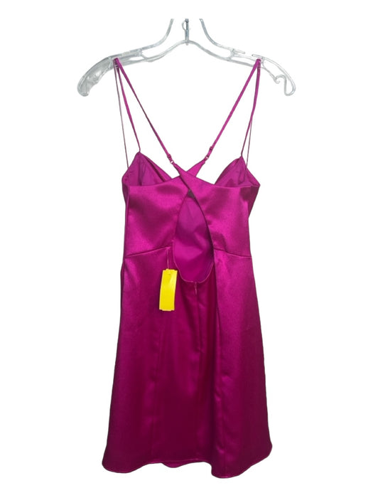 Aidan Size 2 Fuchsia Satin Spaghetti Strap Drape Front Slip Inc Mini Dress Fuchsia / 2