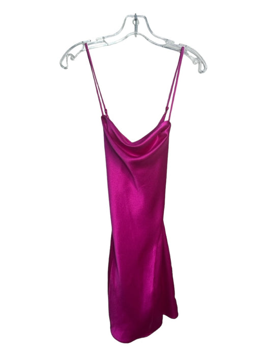 Aidan Size 2 Fuchsia Satin Spaghetti Strap Drape Front Slip Inc Mini Dress Fuchsia / 2