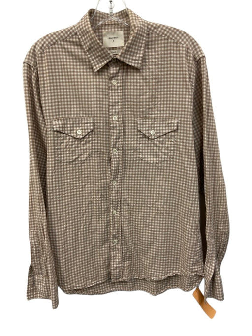 Billy Reid Size S White & Brown Cotton Plaid Button Down Men's Long Sleeve Shirt White & Brown / S