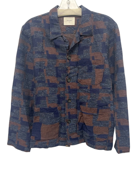 Billy Reid Size S Blue & Multi Cotton All Over Print Men's Long Sleeve Shirt Blue & Multi / S