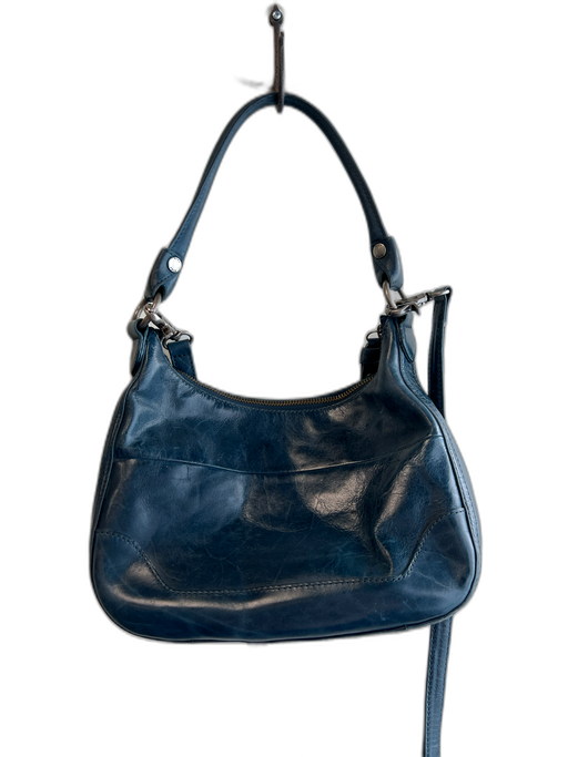 Frye Prussian Blue Leather Top Handle Zip Close Inside Pocket Bag Prussian Blue / S