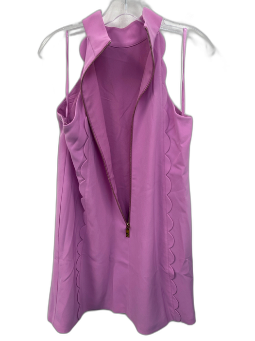 Ted Baker Size 2 Purple Pink Polyester Sleeveless Scalloped Halter Neck Dress Purple Pink / 2