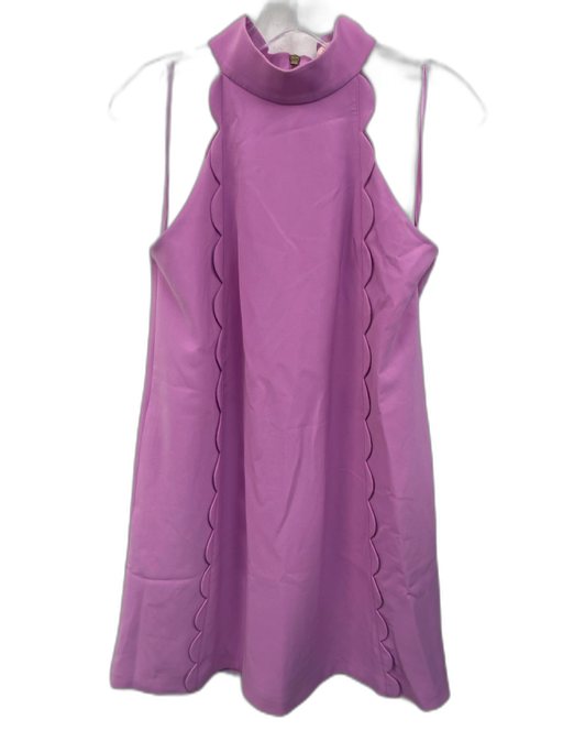 Ted Baker Size 2 Purple Pink Polyester Sleeveless Scalloped Halter Neck Dress Purple Pink / 2