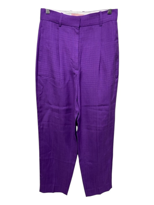 Sandro Size 34 Purple Viscose Blend High Rise Button & Hook Pleat Detail Pants Purple / 34