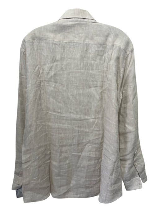 Luca Faloni Size 16.5 Beige Linen Button Down Men's Long Sleeve Shirt Beige / 16.5
