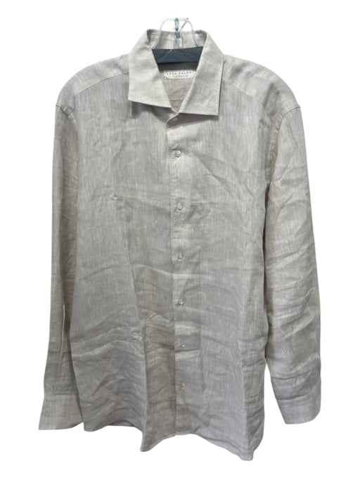 Luca Faloni Size 16.5 Beige Linen Button Down Men's Long Sleeve Shirt Beige / 16.5