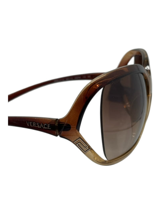 Versace Brown & Tan Acetate Gradient Lens Square Oversize Sunglasses Brown & Tan