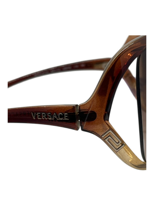 Versace Brown & Tan Acetate Gradient Lens Square Oversize Sunglasses Brown & Tan