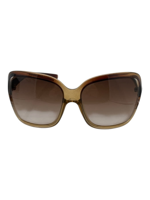 Versace Brown & Tan Acetate Gradient Lens Square Oversize Sunglasses Brown & Tan