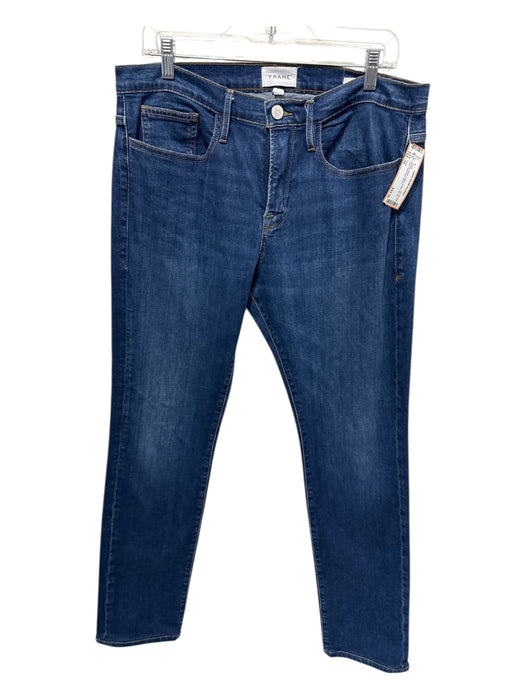 Frame Size 34 Medium Wash Cotton Denim Zip Fly Jean Men's Pants Medium Wash / 34