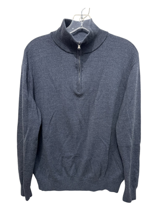 Proper Cloth Size L Gray Wool & Silk Blend Quarter Zip Long Sleeve Men's Sweater Gray / L