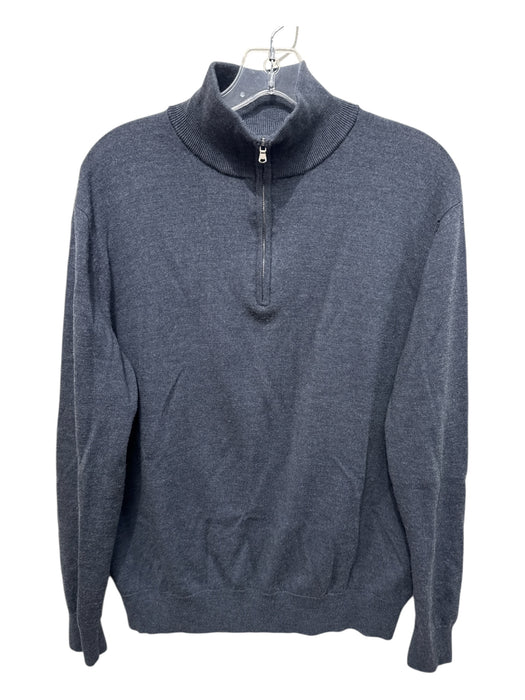 Proper Cloth Size L Gray Wool & Silk Blend Quarter Zip Long Sleeve Men's Sweater Gray / L