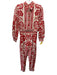 Farm Rio Size XS red & cream Floral & Abstract Long Sleeve Half Button Jumpsuit red & cream / XS