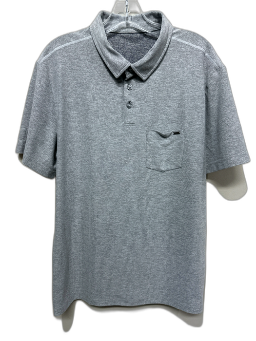 Vuori Size Est M Light Gray Synthetic Solid Athletic Polo Men's Short Sleeve Light Gray / Est M
