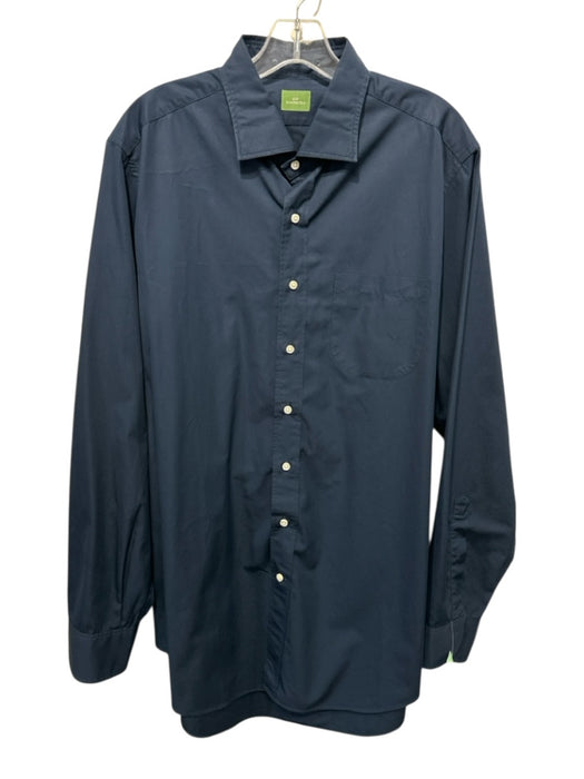 Sid Mashburn Size L Navy Blue Cotton Solid Button Down Men's Long Sleeve Shirt Navy Blue / L
