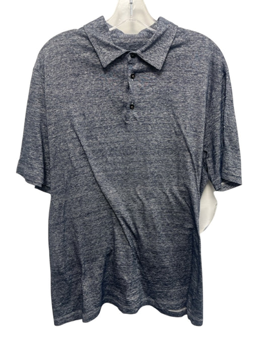 Zanone Size 52 Blue & White Cotton Striped Polo Men's Short Sleeve Blue & White / 52