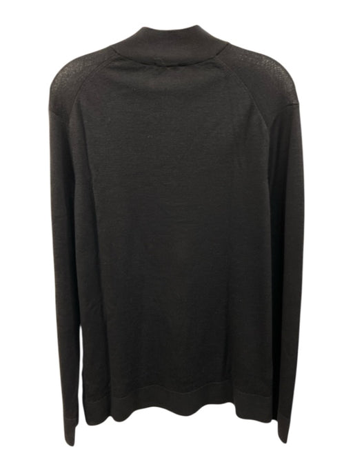 Sunspel Size L Black Wool Solid Quarter Zip Men's Sweater Black / L