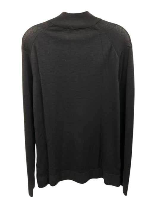 Sunspel Size L Black Wool Solid Quarter Zip Men's Sweater Black / L