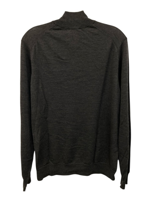 Sunspel Size L Dark Gray Wool Solid Quarter Zip Men's Sweater Dark Gray / L