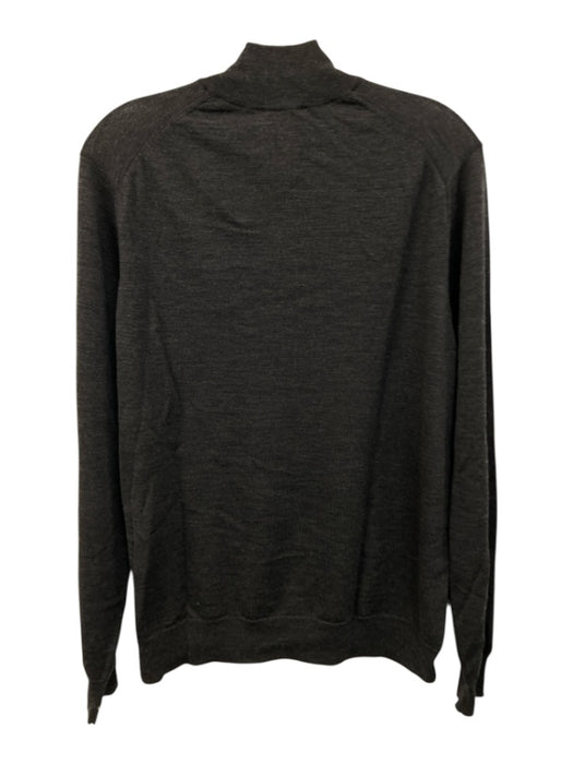 Sunspel Size L Dark Gray Wool Solid Quarter Zip Men's Sweater Dark Gray / L