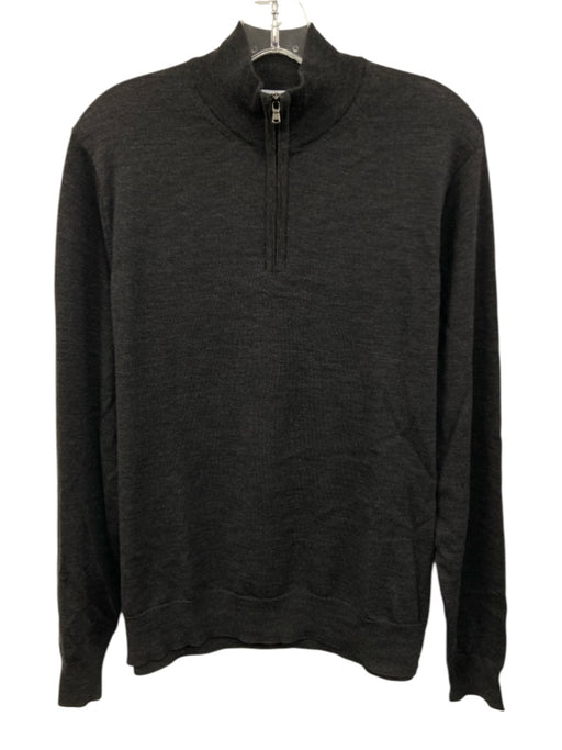 Sunspel Size L Dark Gray Wool Solid Quarter Zip Men's Sweater Dark Gray / L