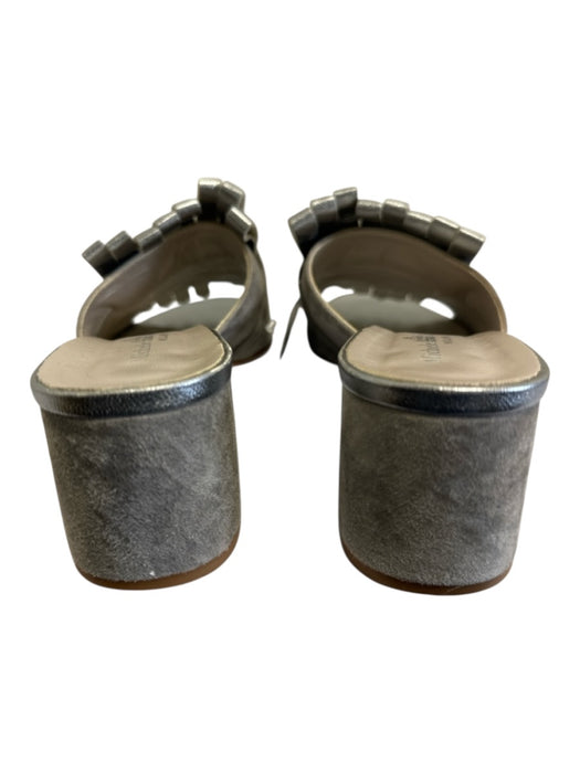 Michele Lopriore Shoe Size 38 Gray & Silver Leather & Suede Round Toe Sandals Gray & Silver / 38