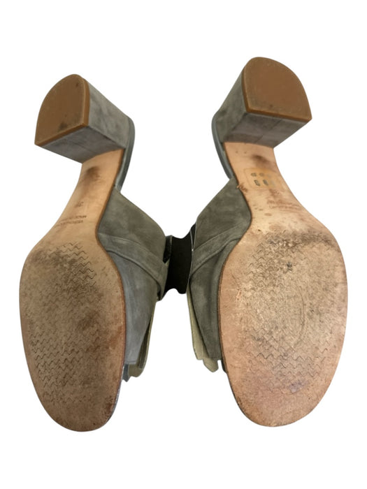 Michele Lopriore Shoe Size 38 Gray & Silver Leather & Suede Round Toe Sandals Gray & Silver / 38