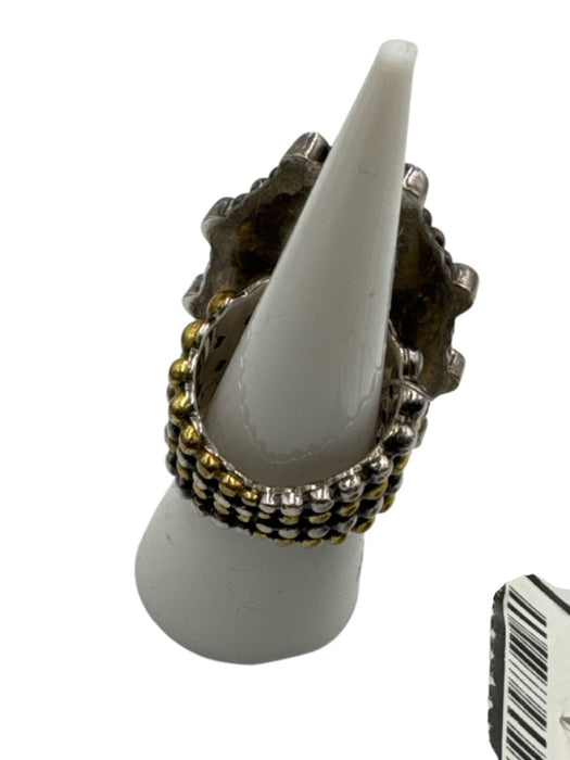 Mars & Valentine Blue, Silver & Gold 925 Sterling Honeycomb Ring Blue, Silver & Gold