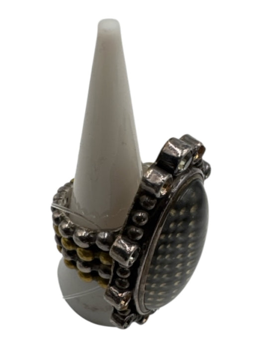 Mars & Valentine Blue, Silver & Gold 925 Sterling Honeycomb Ring Blue, Silver & Gold