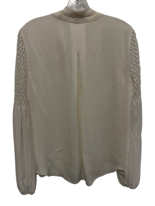 Elie Tahari Size S Creme Polyester Button Up Long Sleeve Frayed Edge Top Creme / S