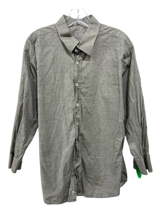 Canali Size XXL Tan Cotton Blend Solid Button Up Men's Long Sleeve Shirt Tan / XXL