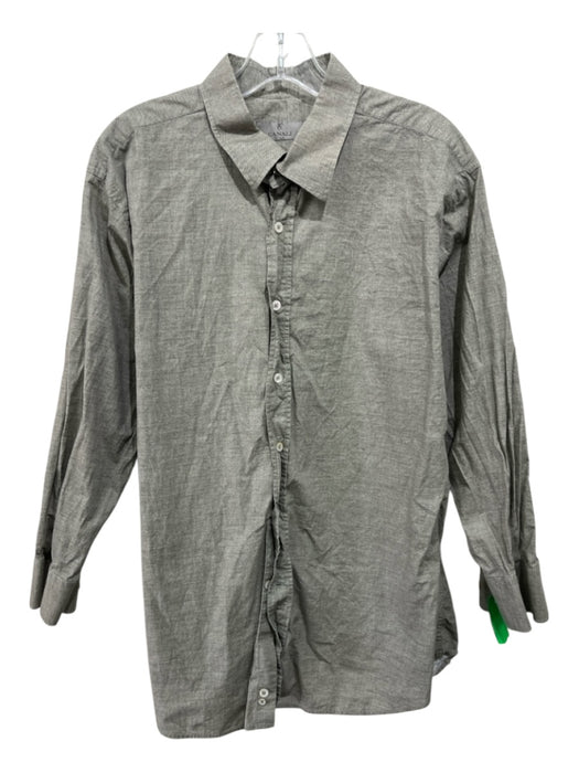 Canali Size XXL Tan Cotton Blend Solid Button Up Men's Long Sleeve Shirt Tan / XXL