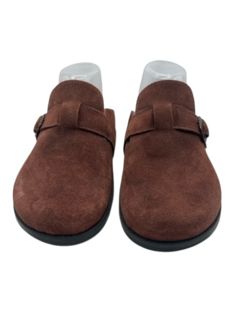 Larroude Shoe Size 9 Brown Leather Slip On Mule Buckle Clogs Brown / 9