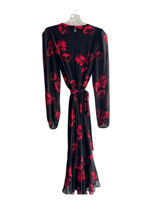 Tommy Hilfiger Size 6 Black & Red Polyester Blend Round Neck Back Zip Dress Black & Red / 6