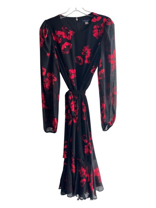 Tommy Hilfiger Size 6 Black & Red Polyester Blend Round Neck Back Zip Dress Black & Red / 6